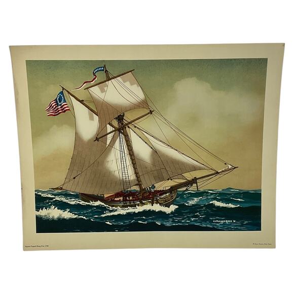 Square Topsail‎ Sloop Fox 1780 Maritime Print by JOH Cosgrave II Nautical - Picture 5 of 6